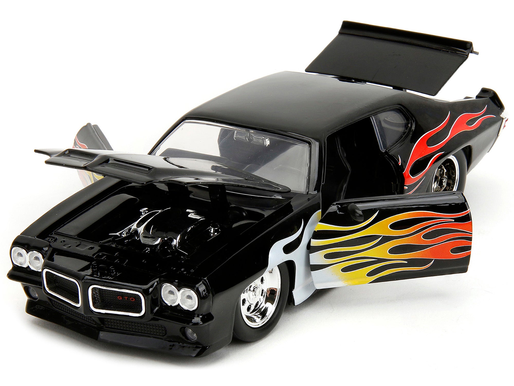 1971 Pontiac GTO Black with Flame Graphics "Bigtime Muscle" Series 1/24 Diecast Model Car by Jada - Premium Pontiac Models from Jada - Just $41.82! Shop now at Rapidvehicles