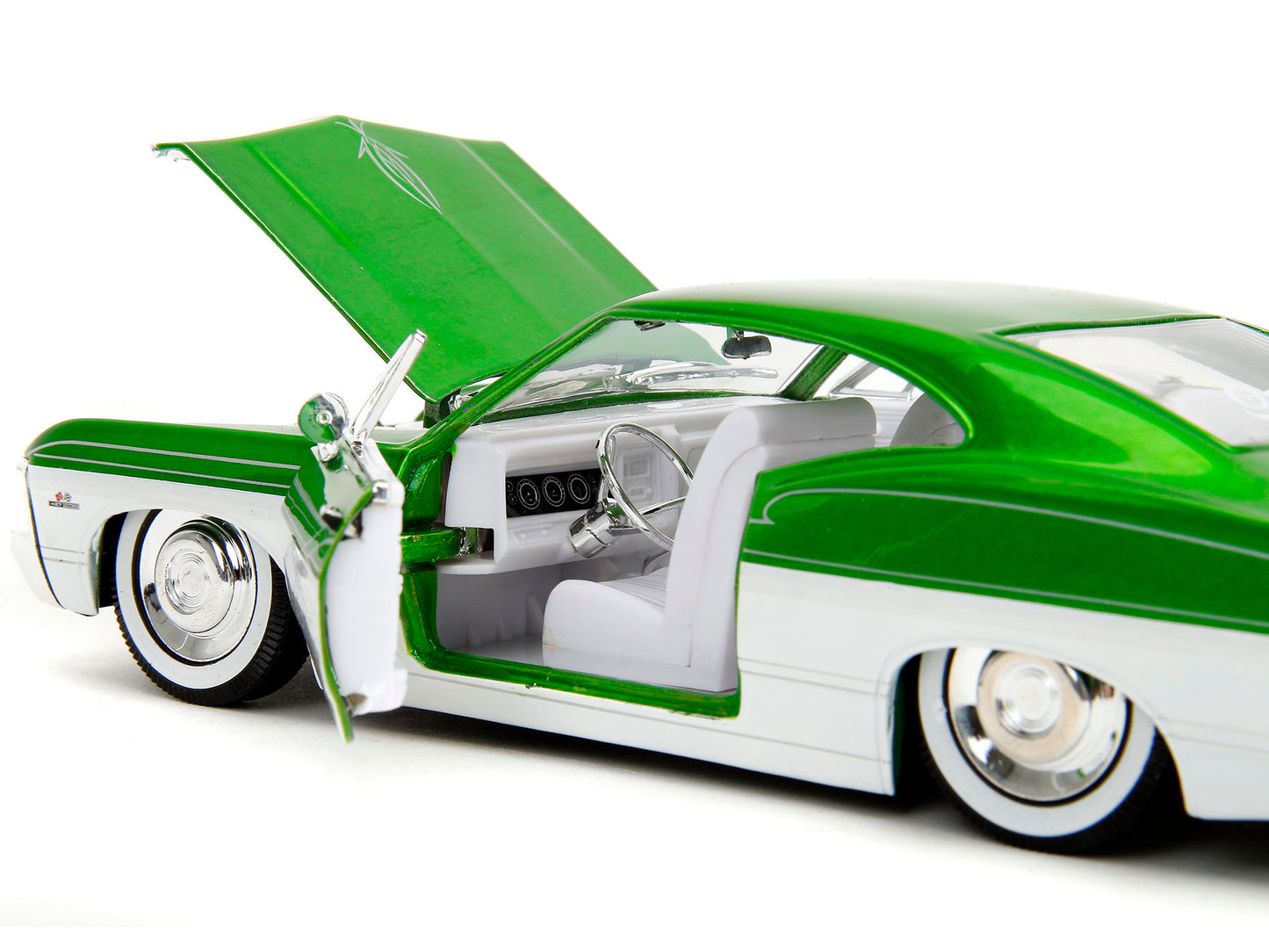 1967 Chevrolet Impala SS Green Metallic and White with White - Premium Chevrolet Models from Jada - Just $61.19! Shop now at Rapidvehicles