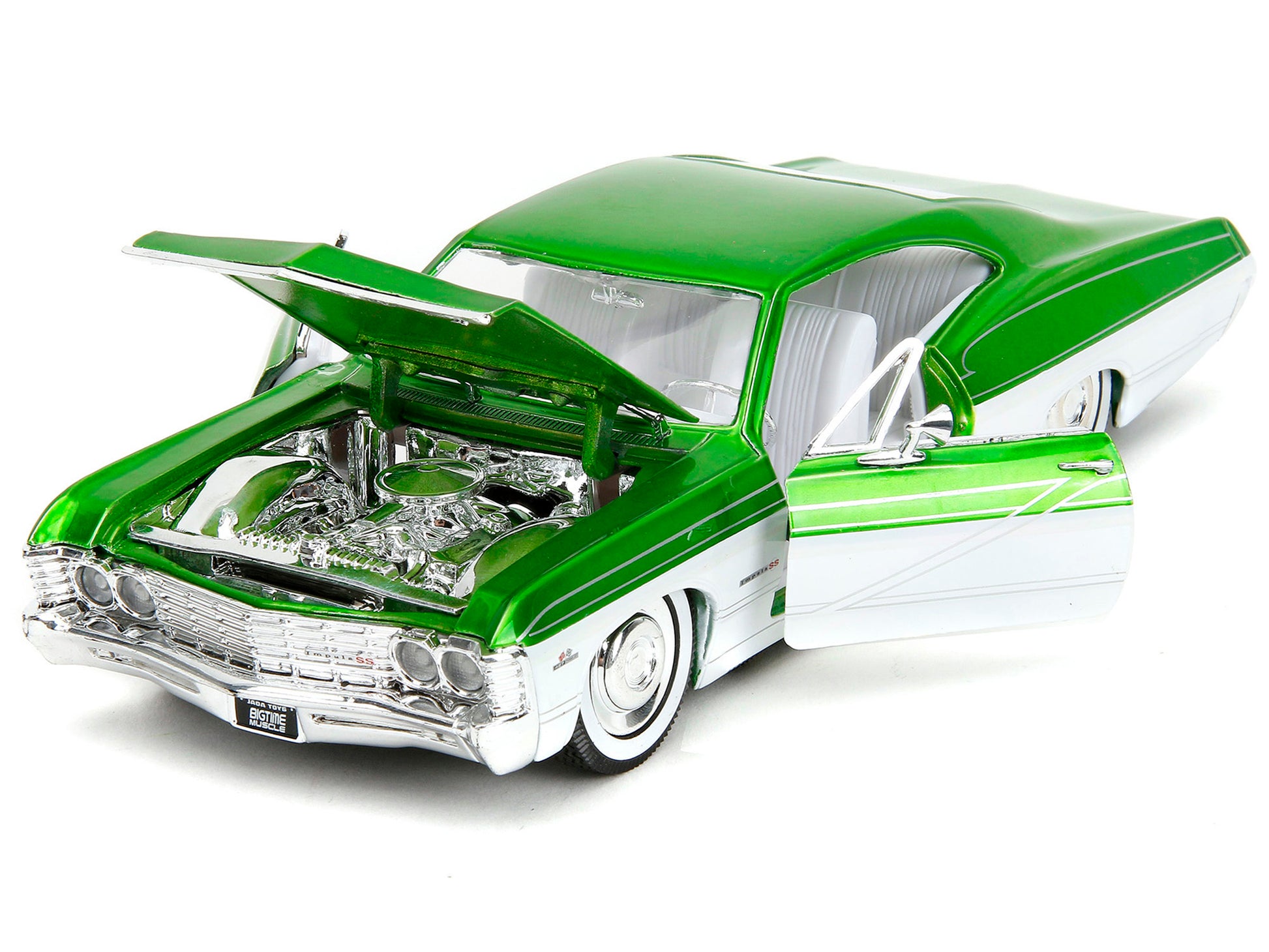 1967 Chevrolet Impala SS Green Metallic and White with White - Premium Chevrolet Models from Jada - Just $61.19! Shop now at Rapidvehicles