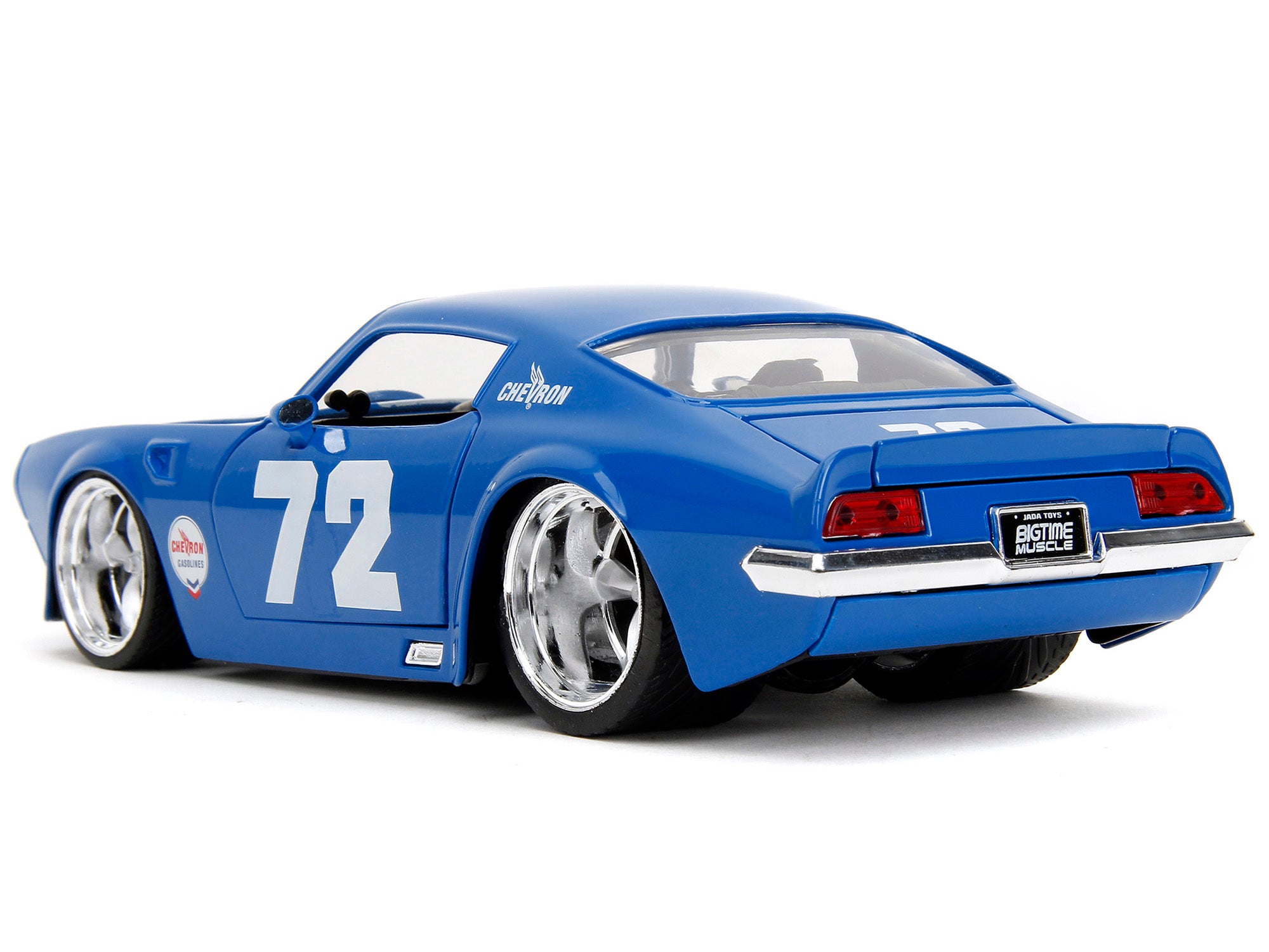 1972 Pontiac Firebird #72 Blue with White Stripe "Chevron" "Bigtime Muscle" Series 1/24 Diecast Model Car by Jada