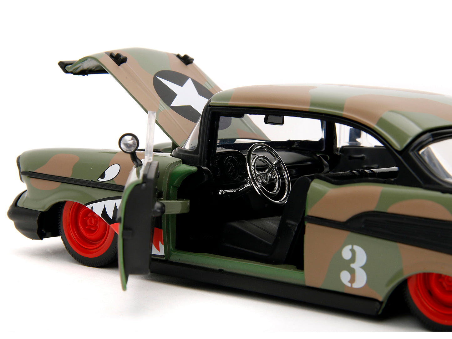 1957 Chevrolet Bel Air #3 Camouflage with Shark Mouth Graphics