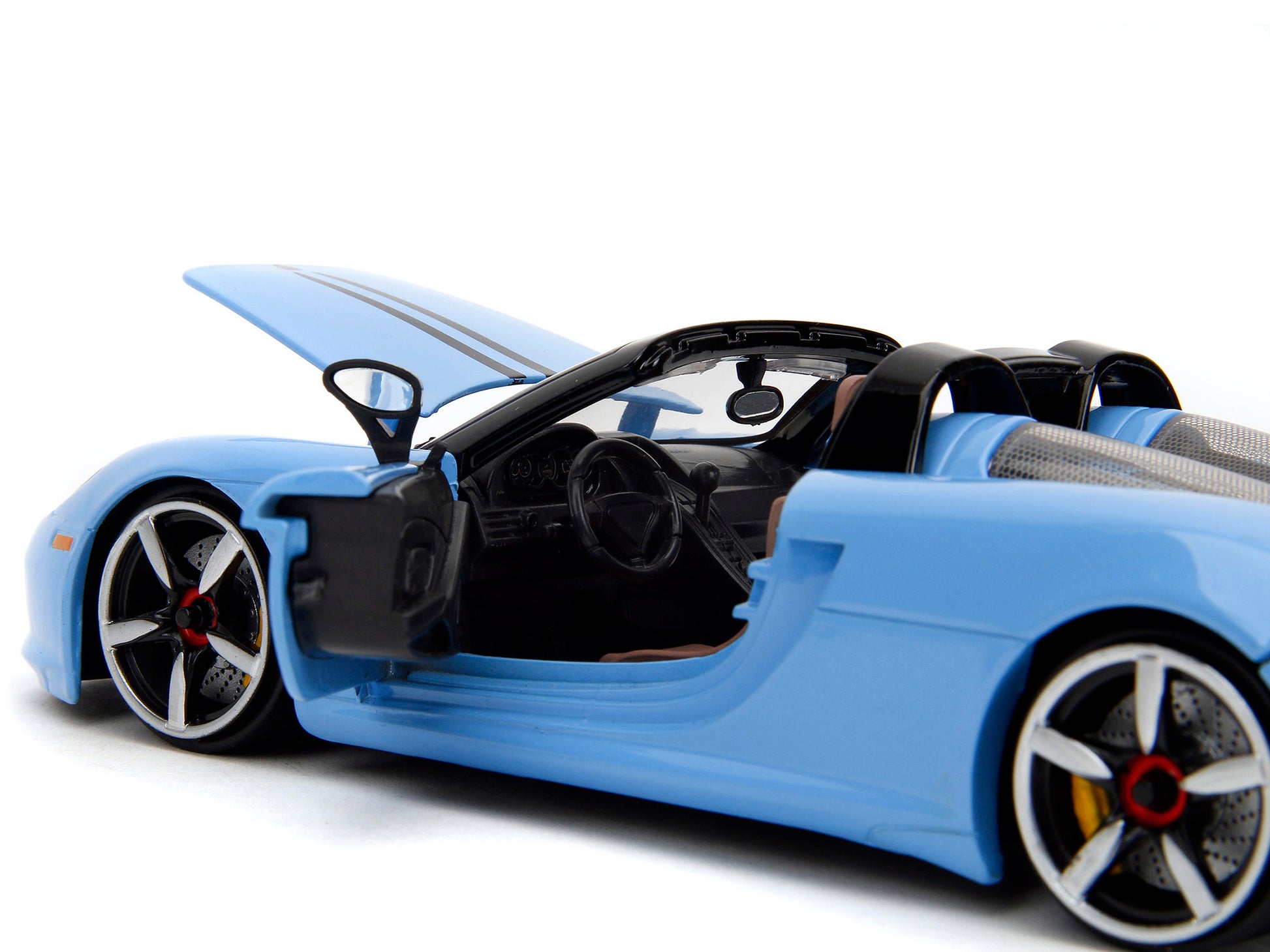 Porsche Carrera GT Convertible Blue with Black Stripes "Pink - Premium Porsche Models from Jada - Just $62.99! Shop now at Rapidvehicles