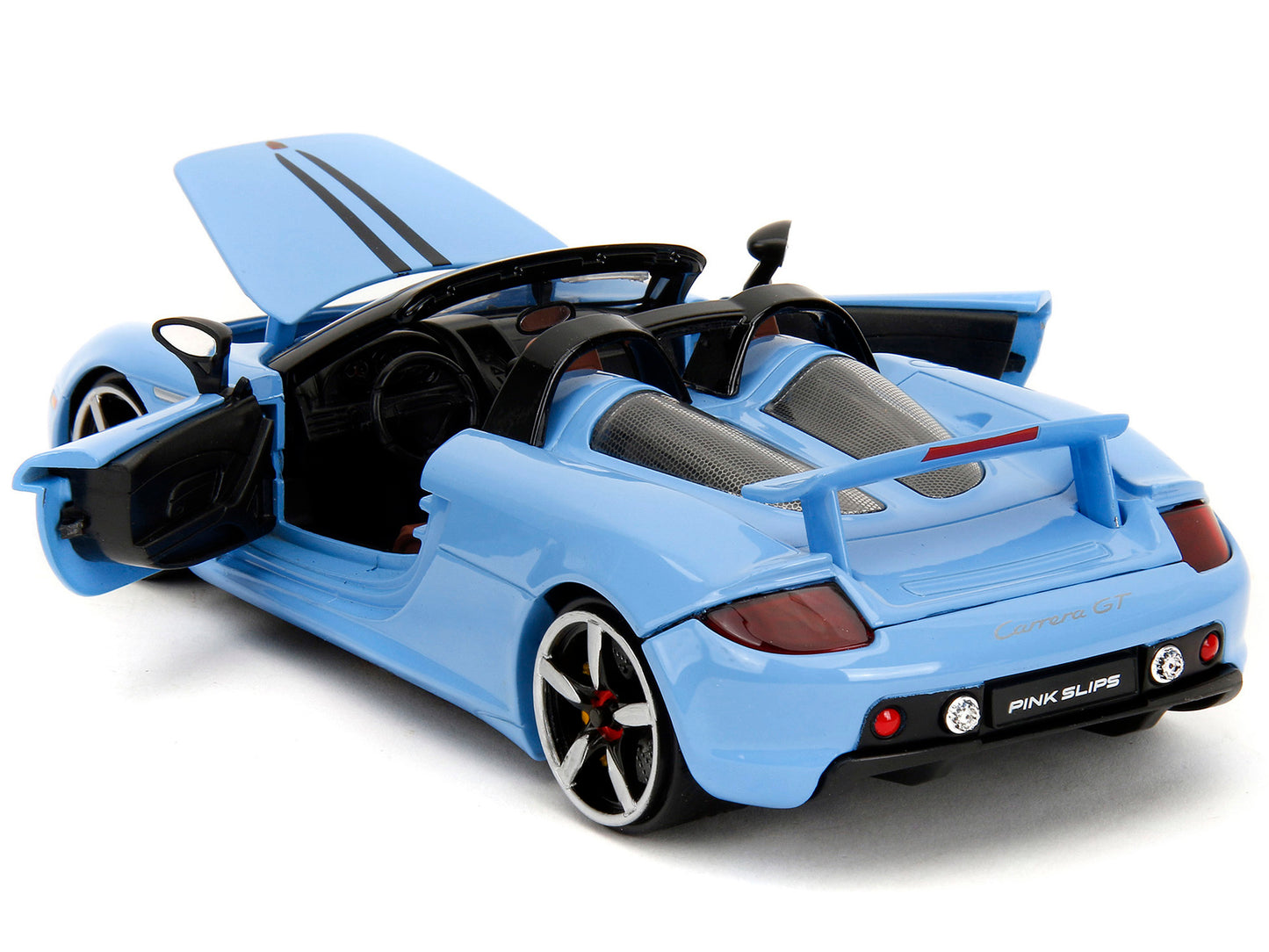 Porsche Carrera GT Convertible Blue with Black Stripes "Pink - Premium Porsche Models from Jada - Just $62.99! Shop now at Rapidvehicles