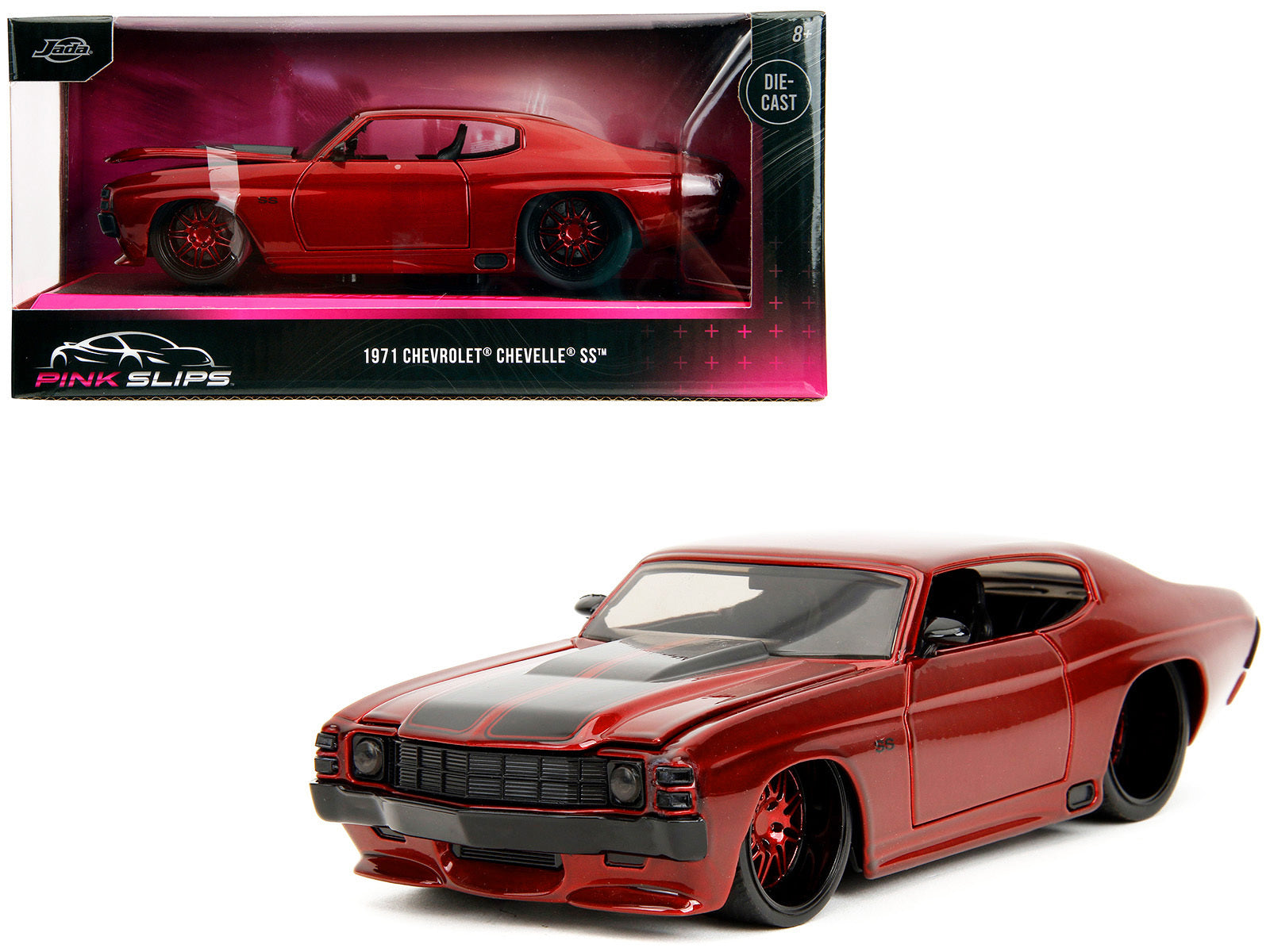 1971 Chevrolet Chevelle SS Red Metallic with Black Stripes "Pink - Premium Chevrolet Models from Jada - Just $62.99! Shop now at Rapidvehicles