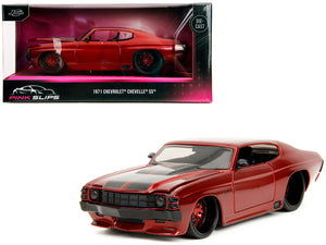 1971 Chevrolet Chevelle SS Red Metallic with Black Stripes "Pink Slips" Series 1/24 Diecast Model Car by Jada - Premium Chevrolet Models from Jada - Just $57.18! Shop now at Rapidvehicles