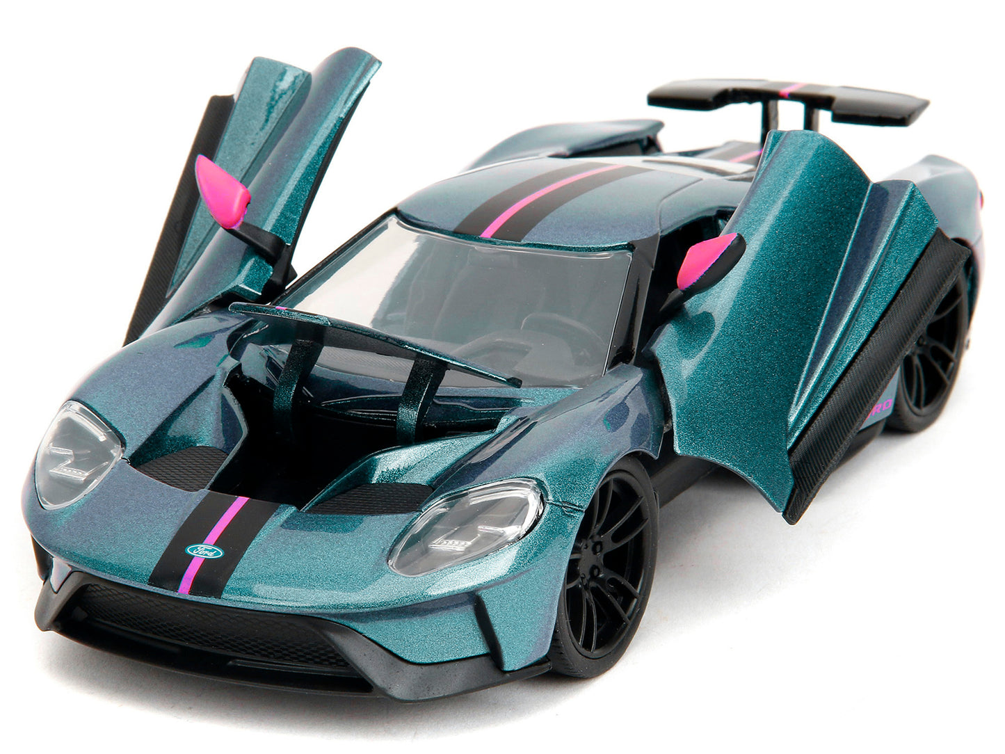 2017 Ford GT Blue Metallic with Pink and Black Stripes "Pink