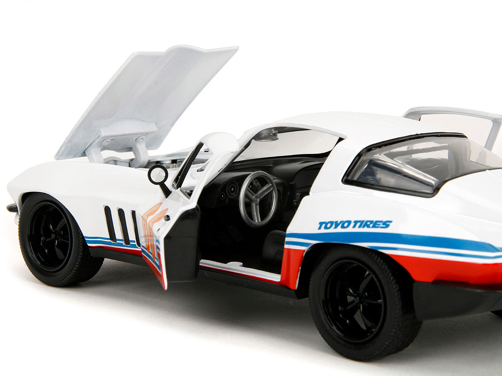 1966 Chevrolet Corvette #66 "Racing Spirit" White with Graphics "Bigtime Muscle" Series 1/24 Diecast Model Car by Jada - Premium Corvette Models from Jada - Just $56.38! Shop now at Rapidvehicles