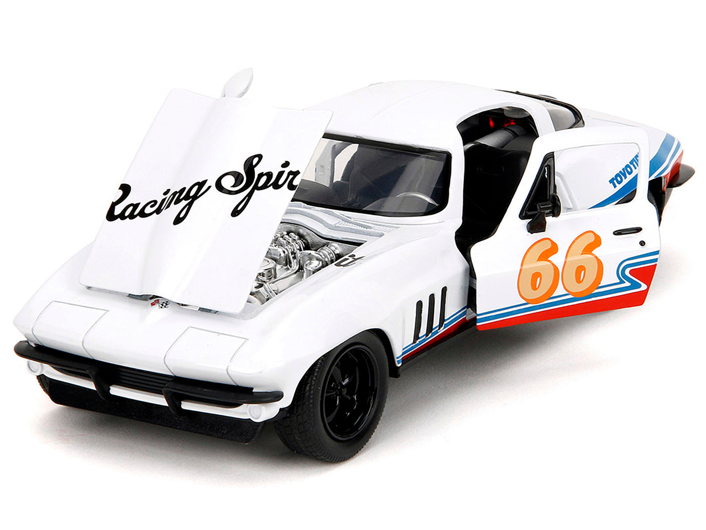 1966 Chevrolet Corvette #66 "Racing Spirit" White with Graphics - Premium Corvette Models from Jada - Just $62.09! Shop now at Rapidvehicles