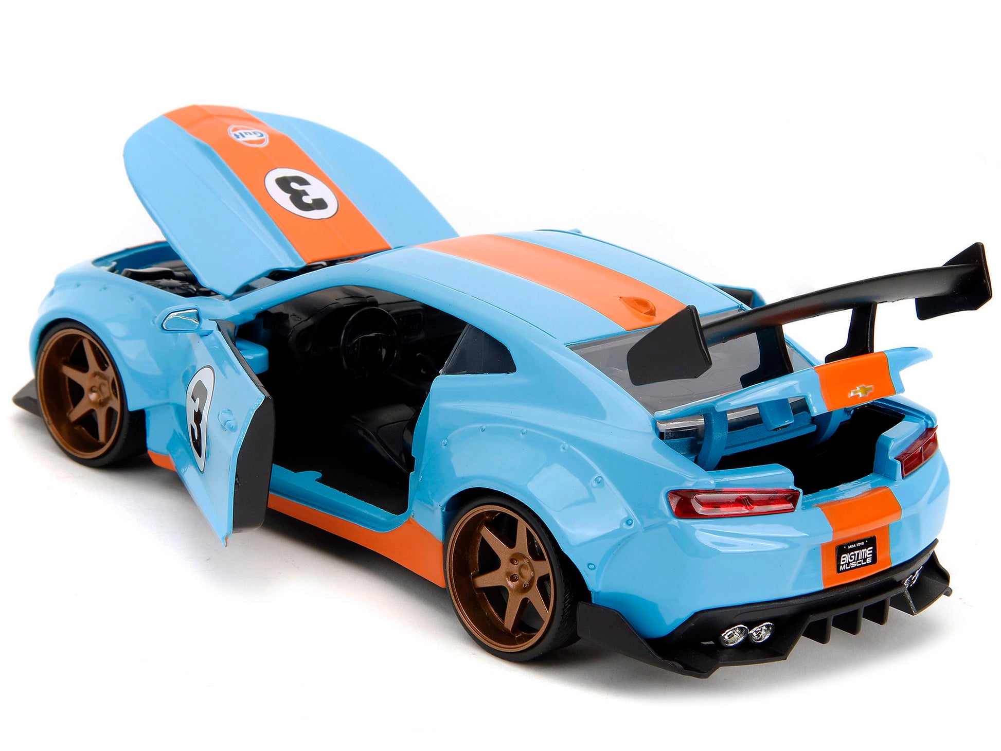 2016 Chevrolet Camaro Widebody #3 Light Blue with Orange Stripes - Premium Chevrolet Models from Jada - Just $62.09! Shop now at Rapidvehicles