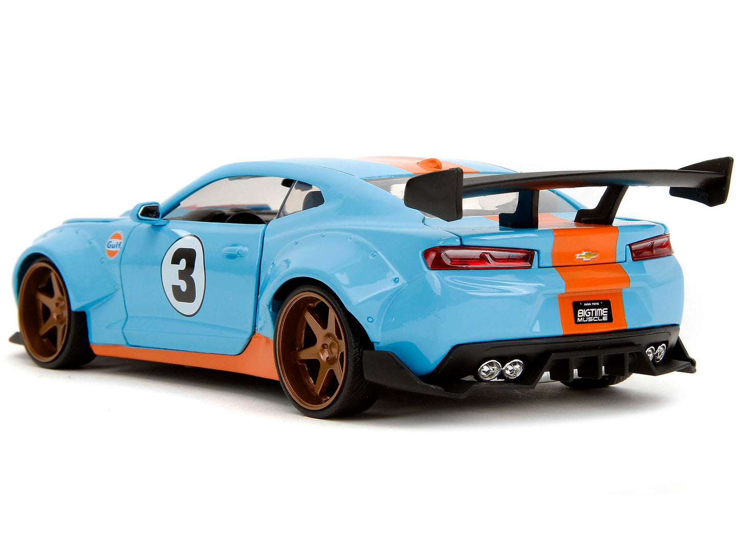 2016 Chevrolet Camaro Widebody #3 Light Blue with Orange Stripes - Premium Chevrolet Models from Jada - Just $62.09! Shop now at Rapidvehicles