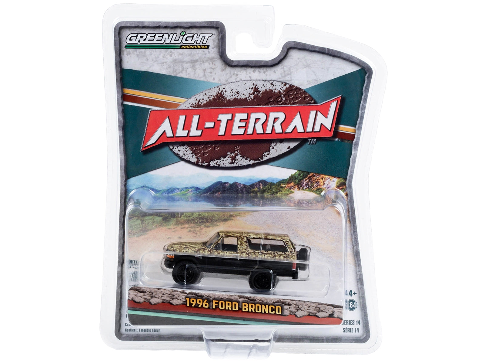 1996 Ford Bronco (Lifted) Custom Matt Black and Camouflage "All Terrain" Series 14 1/64 Diecast Model Car by Greenlight - Premium Ford Models from Greenlight - Just $23.45! Shop now at Rapidvehicles