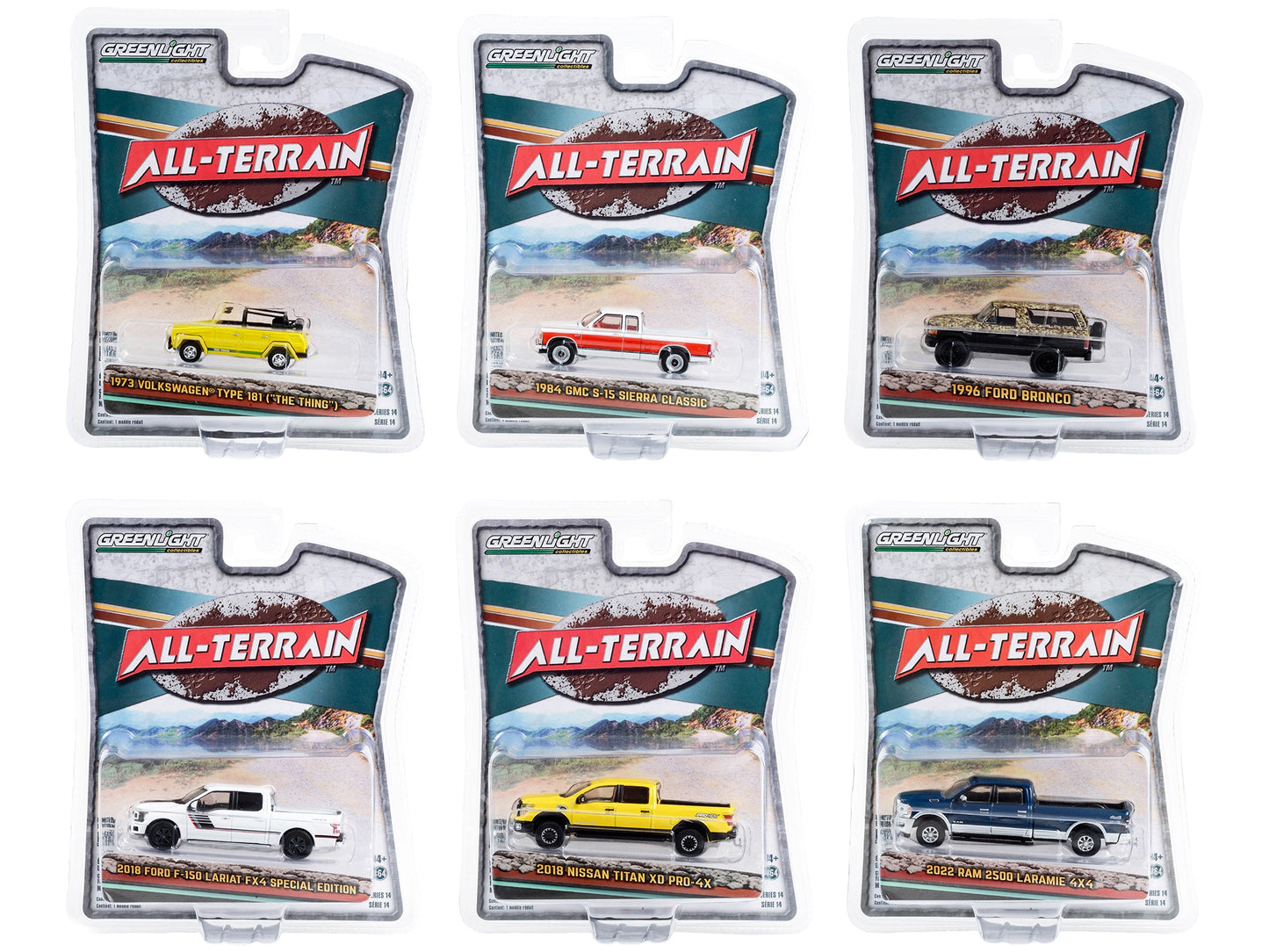 "All Terrain" Series 14 Set of 6 pieces 1/64 Diecast Model CarsFREE SHIPPING IN US - Premium 1/64 Scale Sets from Greenlight - Just $80.99! Shop now at Rapidvehicles