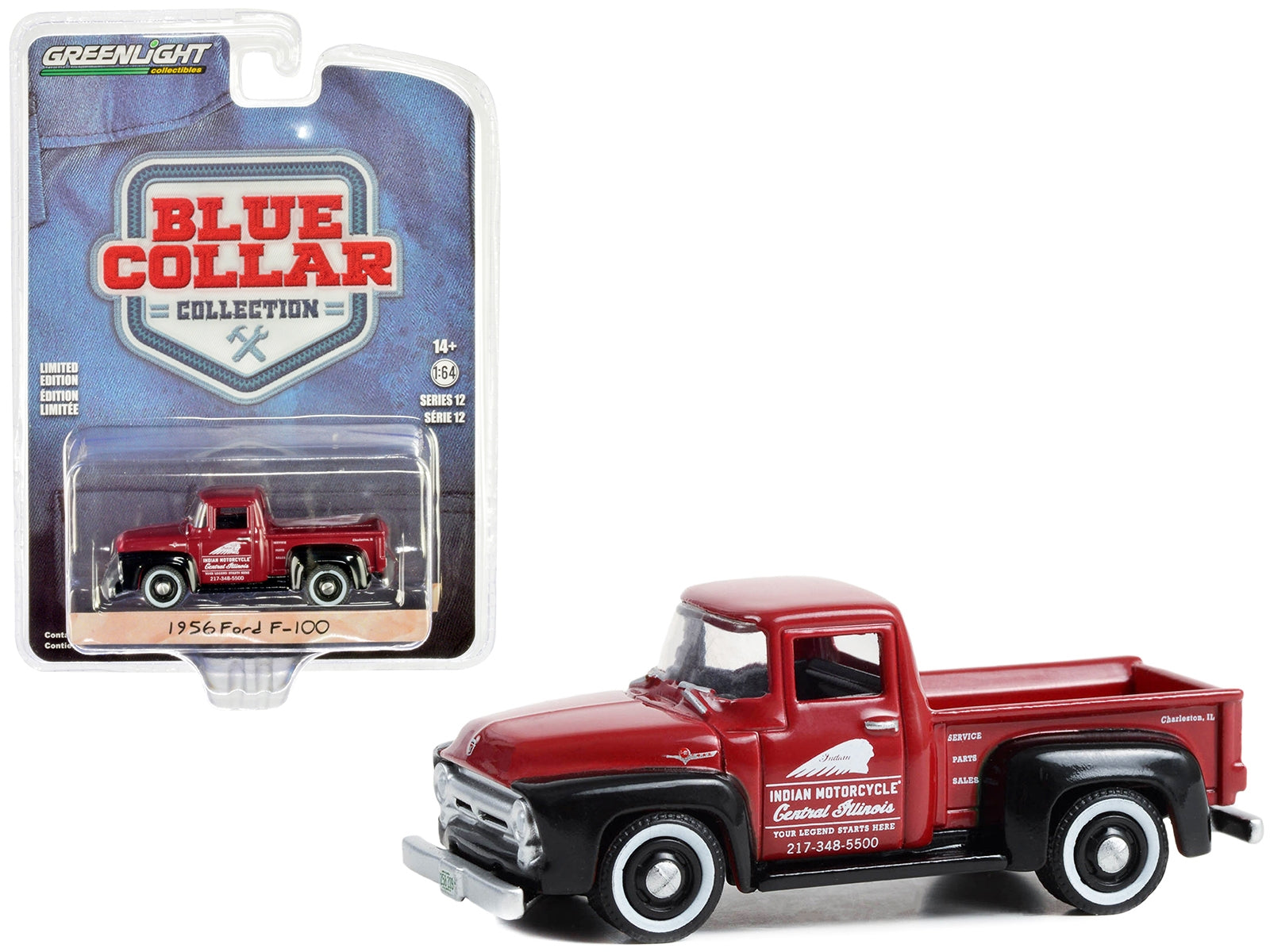 1956 Ford F-100 Pickup Truck Red and Black "Indian Motorcycle - Premium Pickup Trucks Models from Greenlight - Just $28.99! Shop now at Rapidvehicles