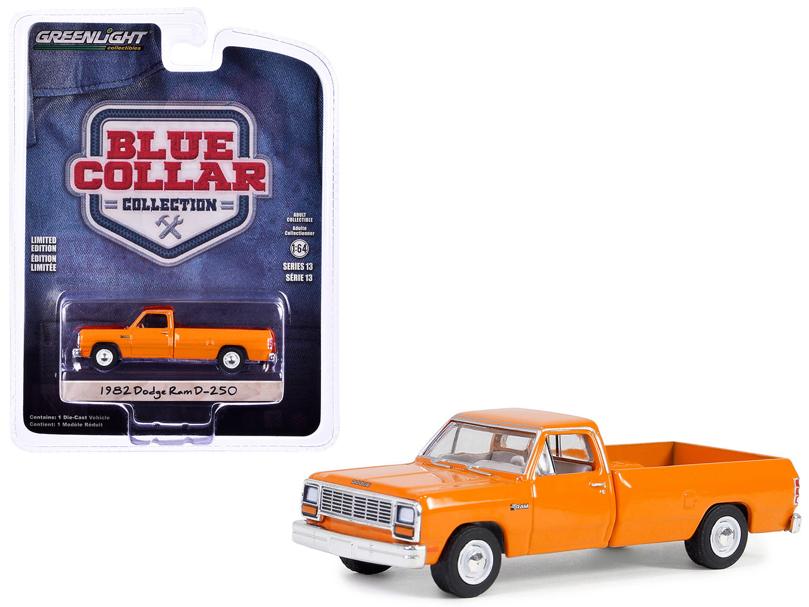 1982 Dodge Ram D-250 Pickup Truck DOT Orange "Blue Collar Collection" Series 13 1/64 Diecast Model Car by Greenlight - Premium RAM Models from Greenlight - Just $17.99! Shop now at Rapidvehicles