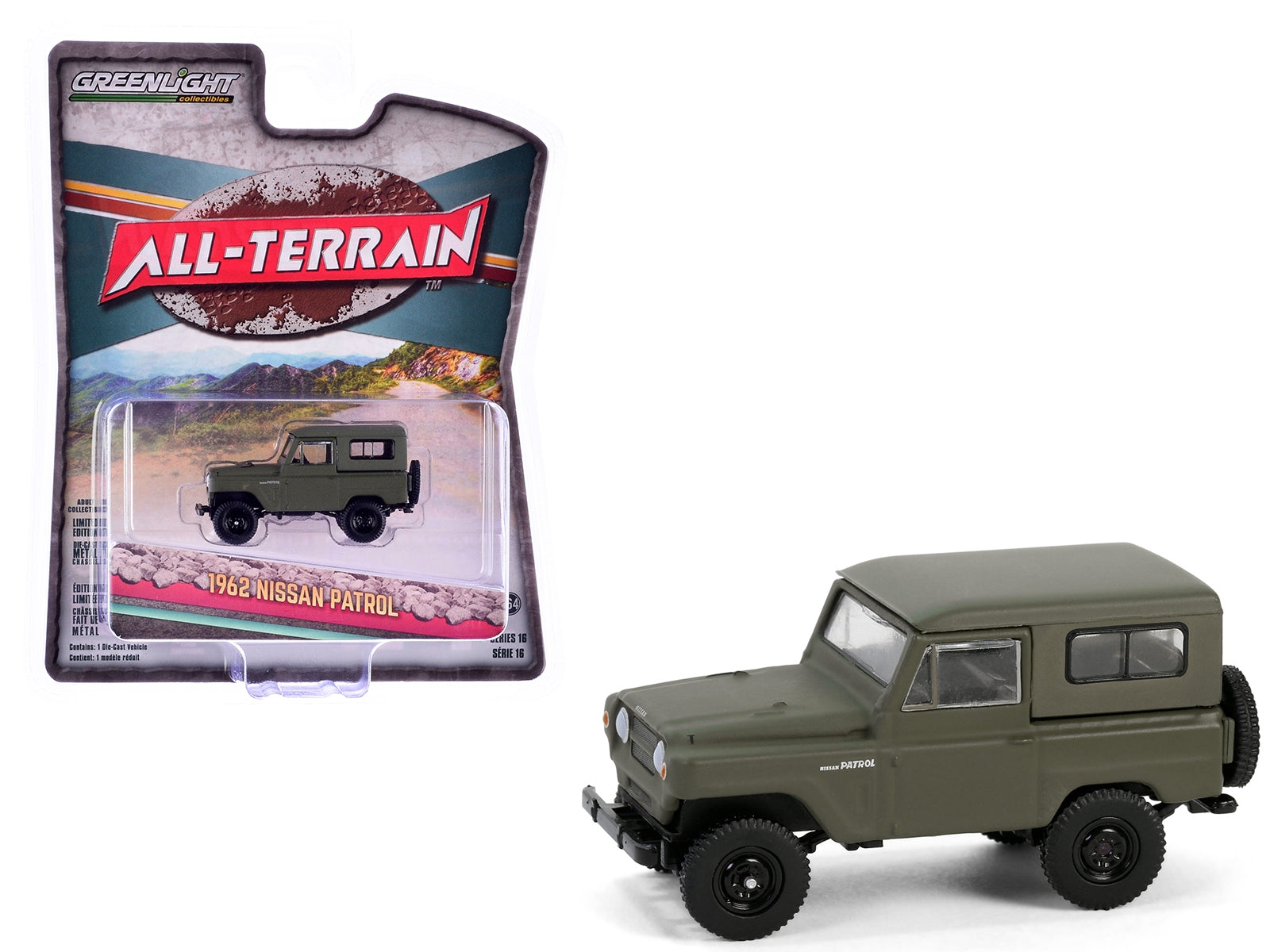 1962 Nissan Patrol Matt Olive Green "All Terrain" Series 16 1/64 - Premium Nissan Models from Greenlight - Just $26.09! Shop now at Rapidvehicles