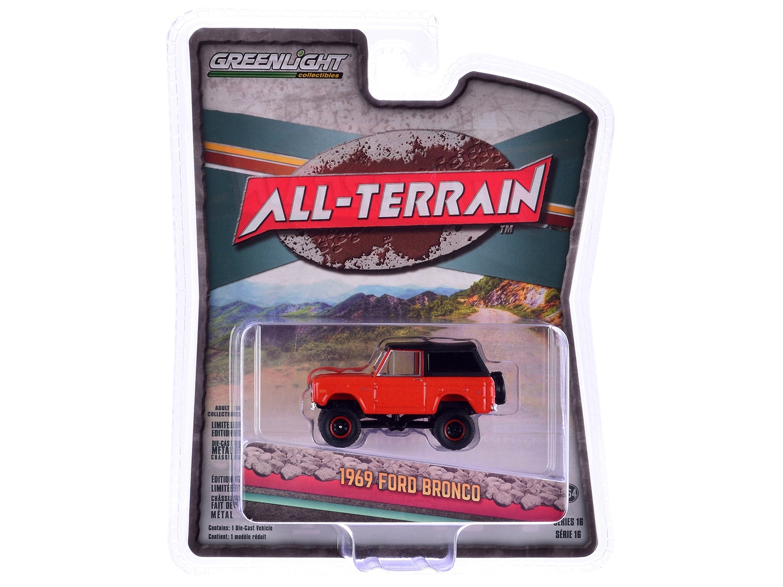 1969 Ford Bronco Poppy Red with Black Soft Top "All Terrain" Series 16 1/64 Diecast Model Car by Greenlight - Premium Ford Models from Greenlight - Just $23.45! Shop now at Rapidvehicles