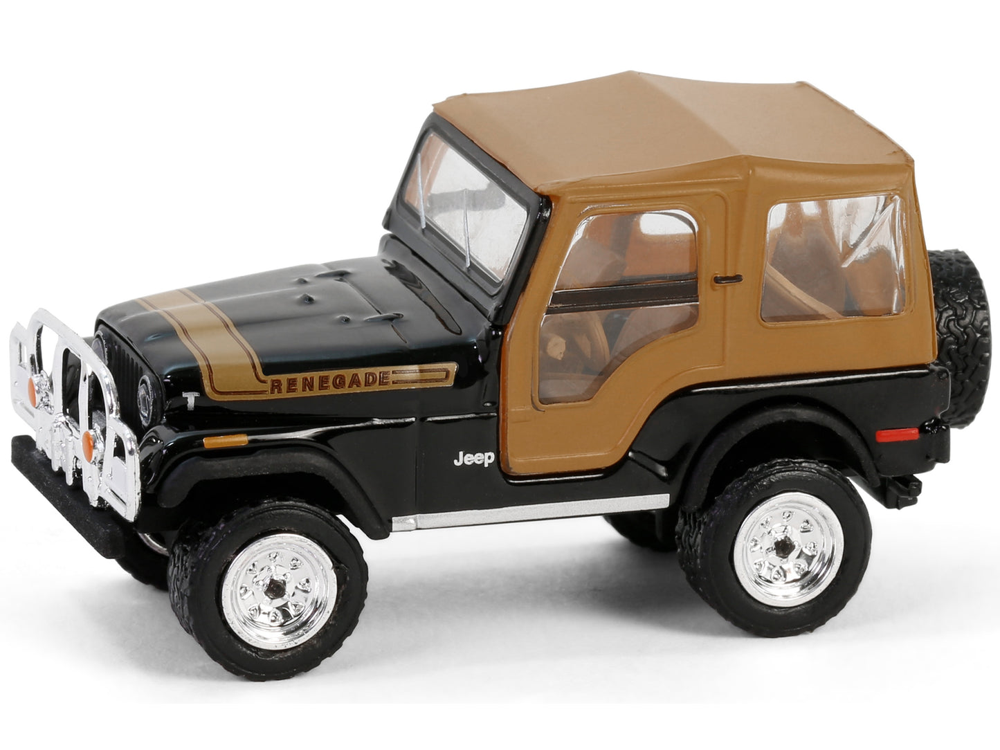 1976 Jeep CJ-5 Renegade Black with Brown Top and Stripe "All - Premium Jeep Models from Greenlight - Just $26.09! Shop now at Rapidvehicles