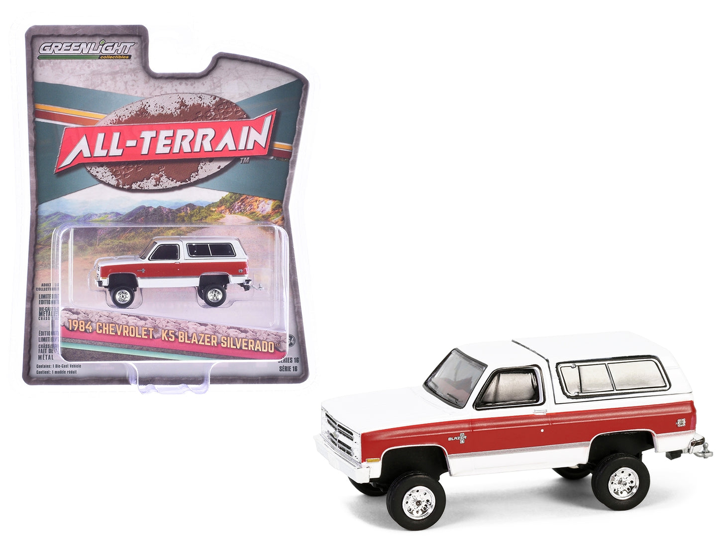 1984 Chevrolet K5 Blazer Silverado Frost White and Apple Red "All - Premium Chevrolet Models from Greenlight - Just $26.09! Shop now at Rapidvehicles