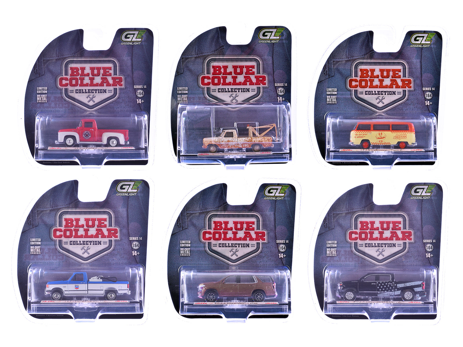 "Blue Collar Collection" Series 14 Set of 6 pieces 1/64 Diecast Model Cars by Greenlight free shipping USA