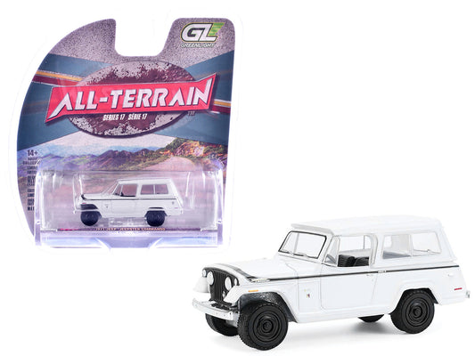 1971 Jeep Jeepster Commando White with Black Stripes "All Terrain" Series 17 1/64 Diecast Model Car by Greenlight - Use code SHOPAPP15 to get 15 percent off