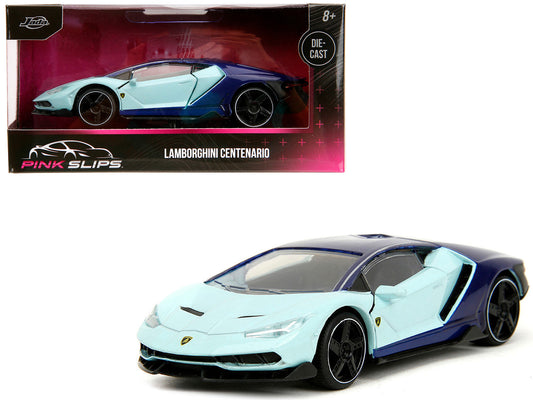 Lamborghini Centenario Light Blue and Purple "Pink Slips" Series 1/32 Diecast Model Car by Jada free shipping USA