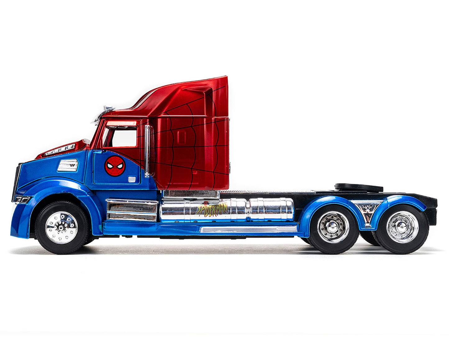 Western Star 57X Truck Tractor "Spider-Man" Blue and Red Metallic