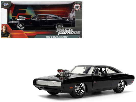 1970 Dodge Charger R/T Black "Furious 7" (2015) Movie "Fast & Furious" Series 1/24 Diecast Model Car by Jada