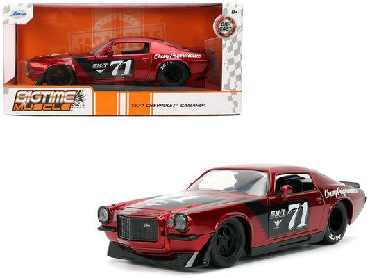 1971 Chevrolet Camaro #71 Red Metallic with Black Stripes "Bigtime Muscle" Series 1/24 Diecast Model Car by Jada free shipping USA