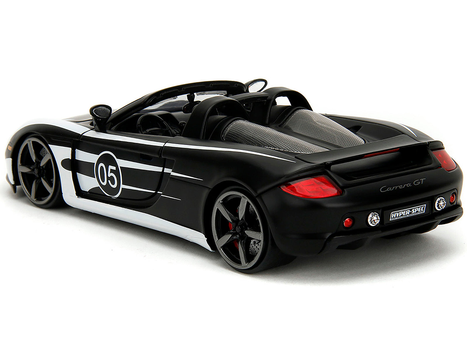 Porsche Carrera GT Convertible #05 Black with White Graphics "Hyper-Spec" Series 1/24 Diecast Model Car by Jada - Premium Porsche Models from Jada - Just $56.38! Shop now at Rapidvehicles