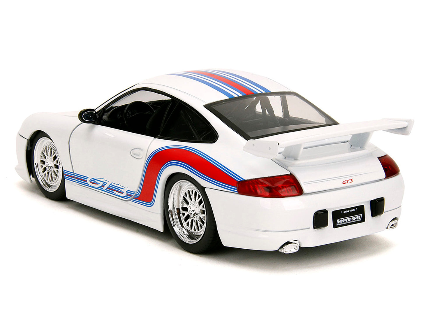 Porsche 911 GT3 (996) White with Red and Blue Stripes - Premium Porsche Models from Jada - Just $62.09! Shop now at Rapidvehicles