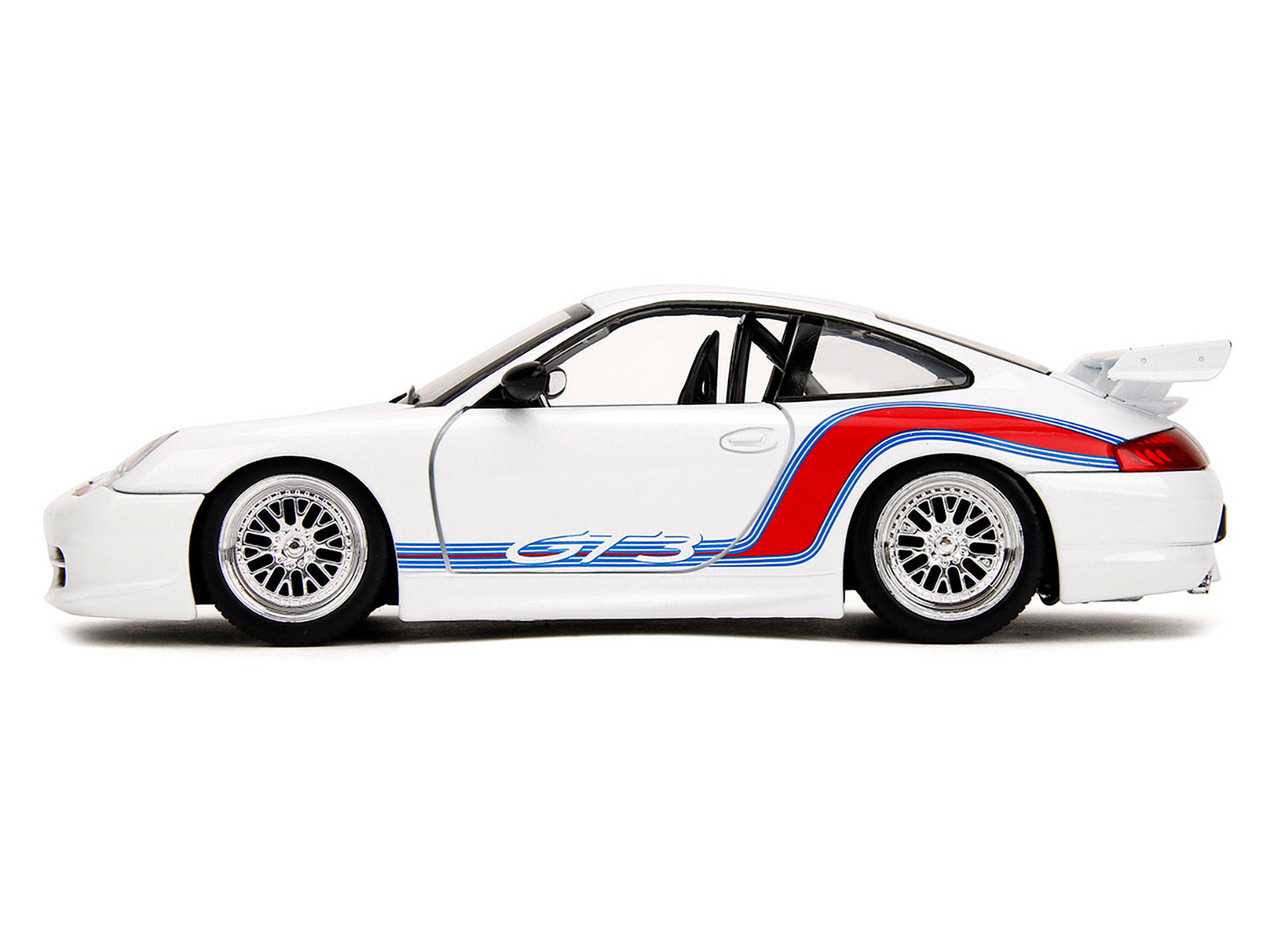 Porsche 911 GT3 (996) White with Red and Blue Stripes "Hyper-Spec" Series 1/24 Diecast Model Car by Jada - Premium Porsche Models from Jada - Just $56.38! Shop now at Rapidvehicles