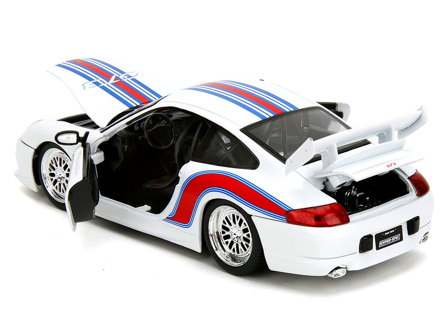 Porsche 911 GT3 (996) White with Red and Blue Stripes - Premium Porsche Models from Jada - Just $62.09! Shop now at Rapidvehicles