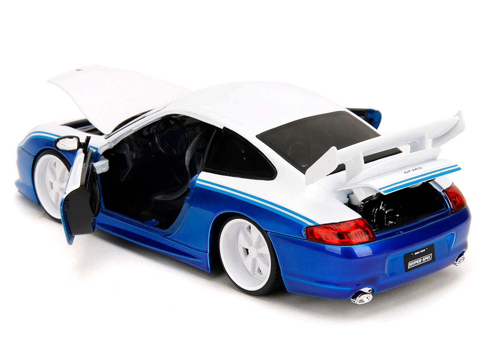 Porsche 911 GT3 RS (996) #845 White and Blue Metallic "Toyo Tires" "Hyper-Spec" Series 1/24 Diecast Model Car by Jada - Premium Porsche Models from Jada - Just $56.38! Shop now at Rapidvehicles