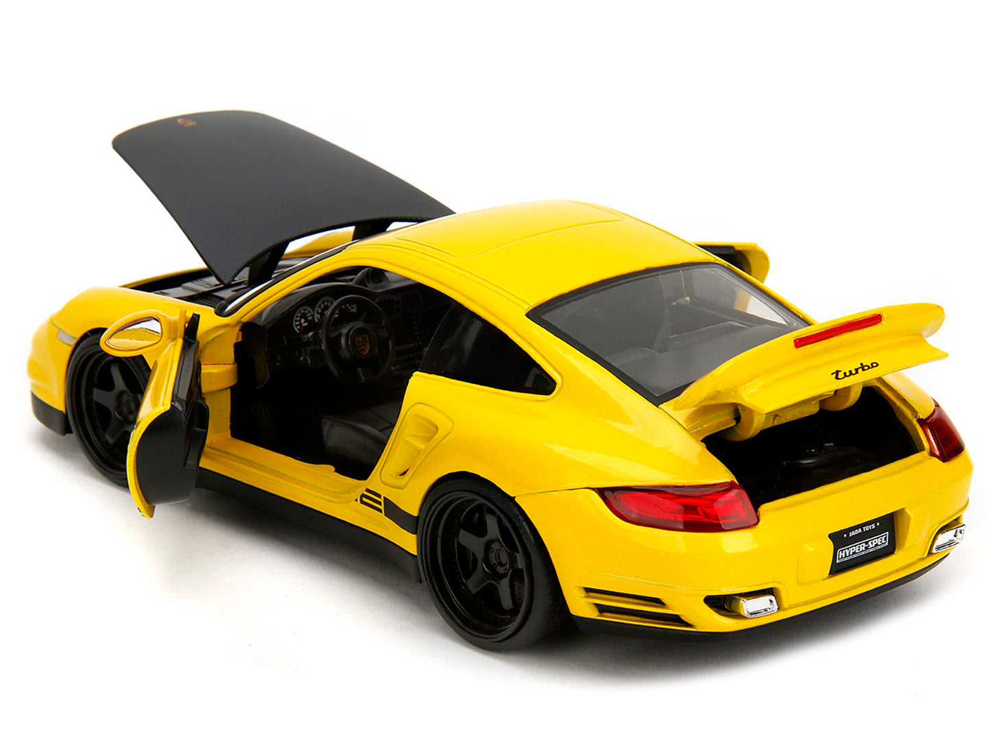 Porsche 911 Turbo (997) Yellow with Carbon Hood "Hyper-Spec" - Premium Porsche Models from Jada - Just $62.09! Shop now at Rapidvehicles