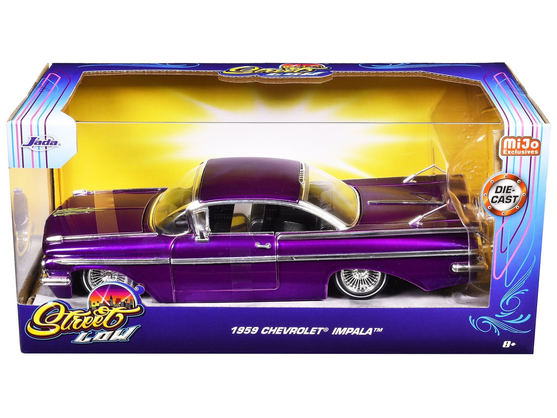 1959 Chevrolet Impala Lowrider Candy Purple with Wire Wheels - Premium Chevrolet Models from Jada - Just $62.99! Shop now at Rapidvehicles