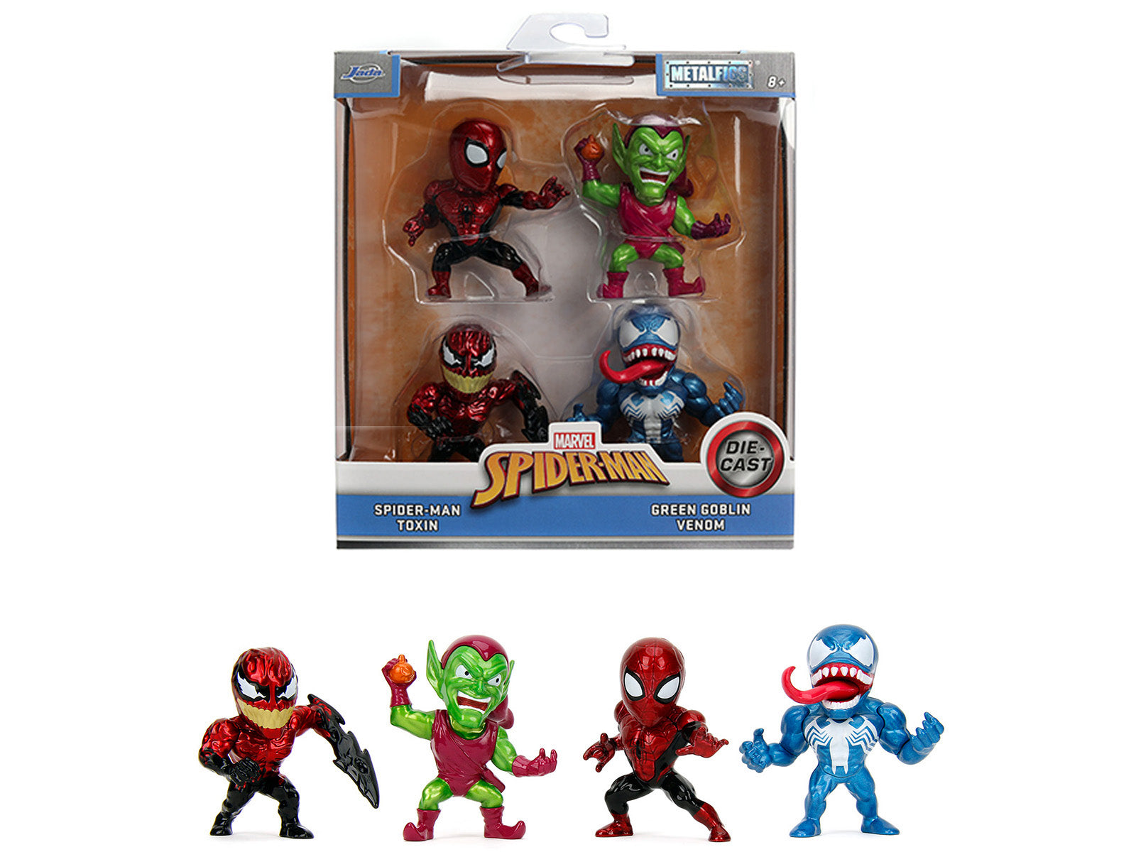 Set of 4 Diecast Figures "Spider-Man" "Metalfigs" Series Diecast Models by Jada free shipping USA