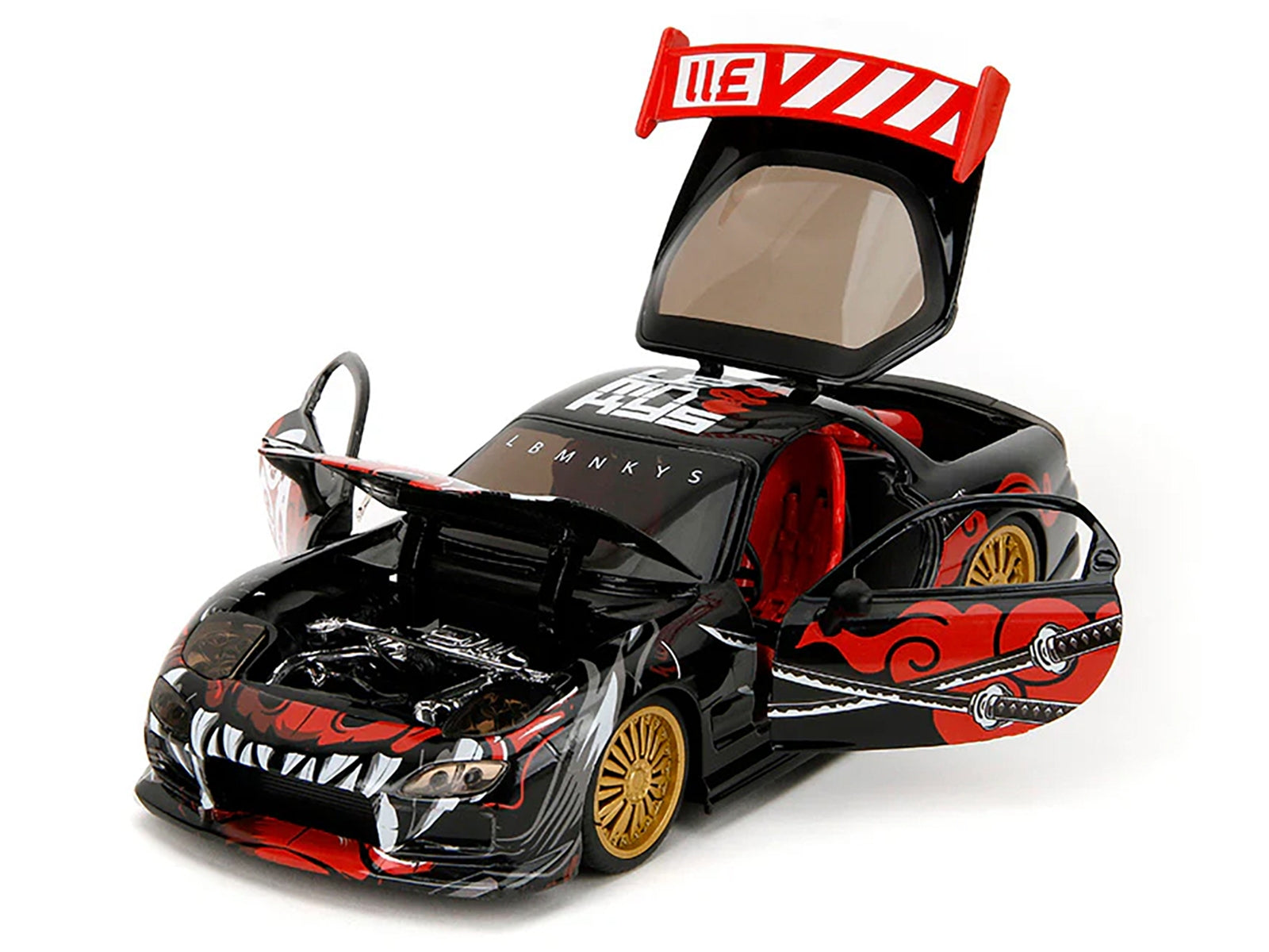 1993 Mazda RX-7 Black with Graphics "Lab Monkeys" with Saru - Premium Mazda Models from Jada - Just $83.99! Shop now at Rapidvehicles