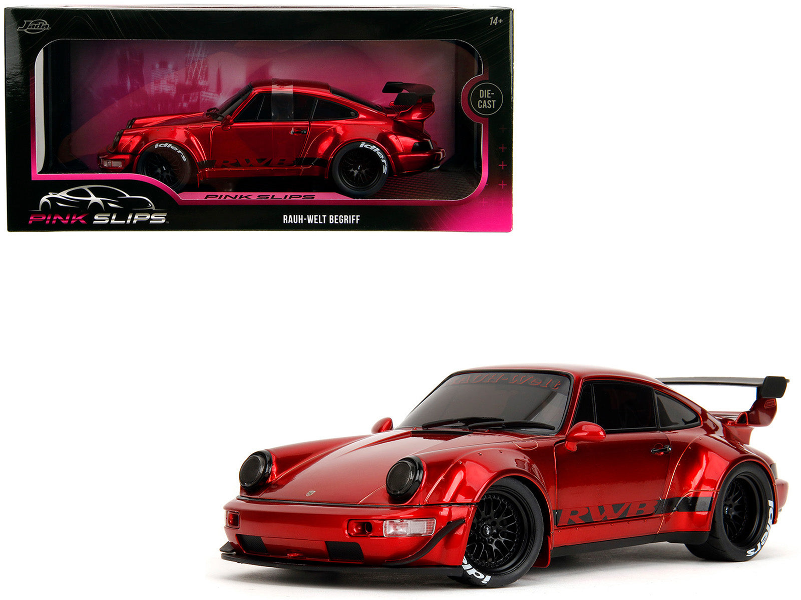 RWB Body Kit Red Metallic with Black Stripes "Pink Slips" Series 1/18 Diecast Model Car by Jada free shipping USA