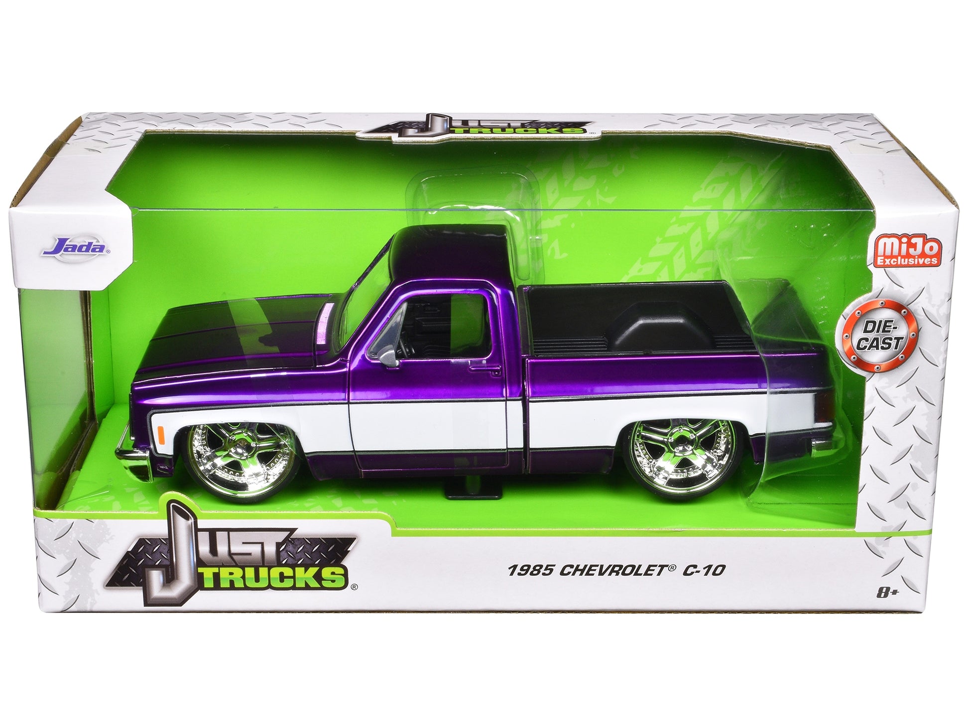 1985 Chevrolet C-10 Pickup Truck Purple Metallic and White with - Premium Pickup Trucks Models from Jada - Just $62.99! Shop now at Rapidvehicles