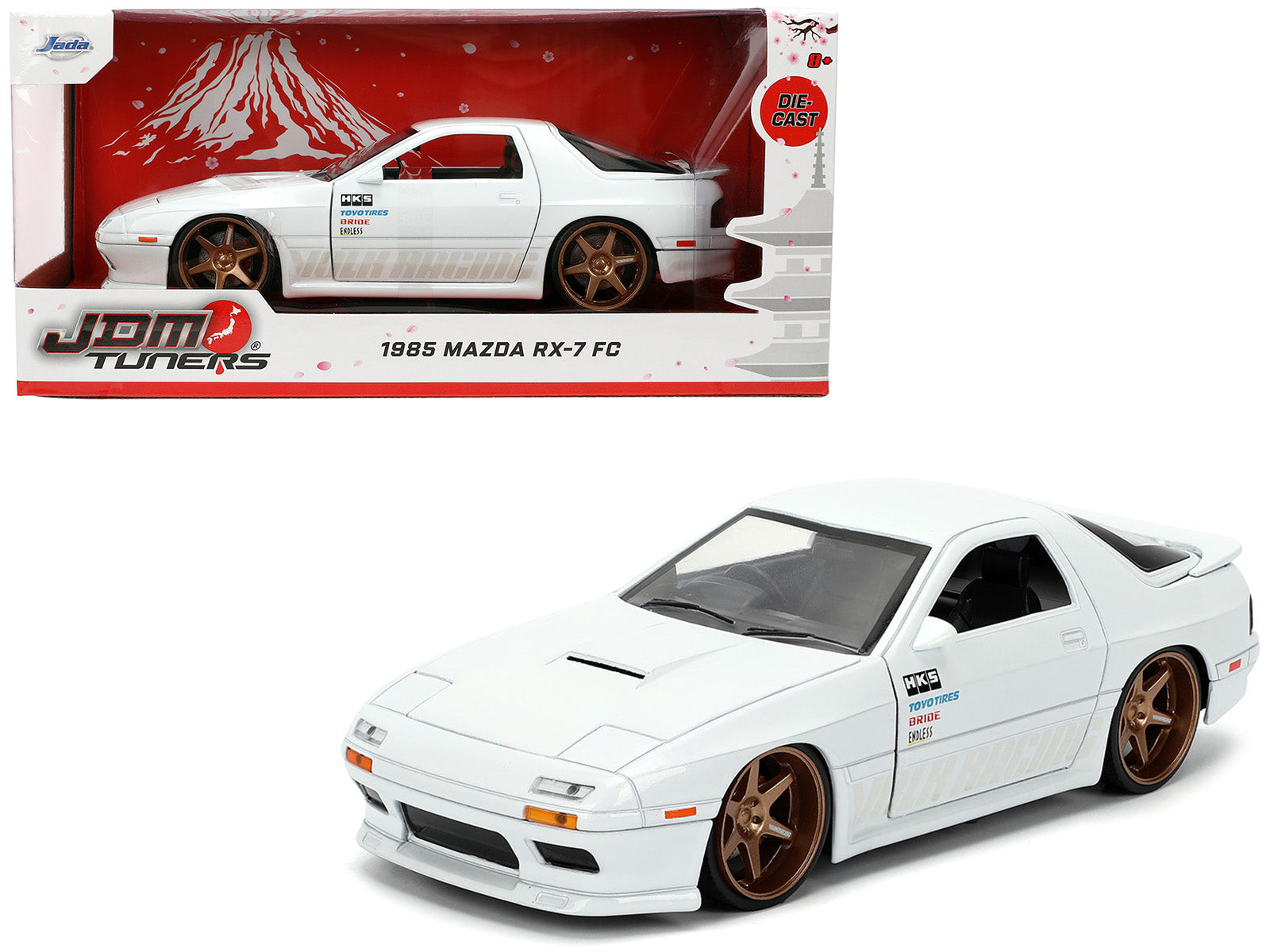 1985 Mazda RX-7 White "JDM Tuners" Series 1/24 Diecast Model Car by Jada free shipping USA