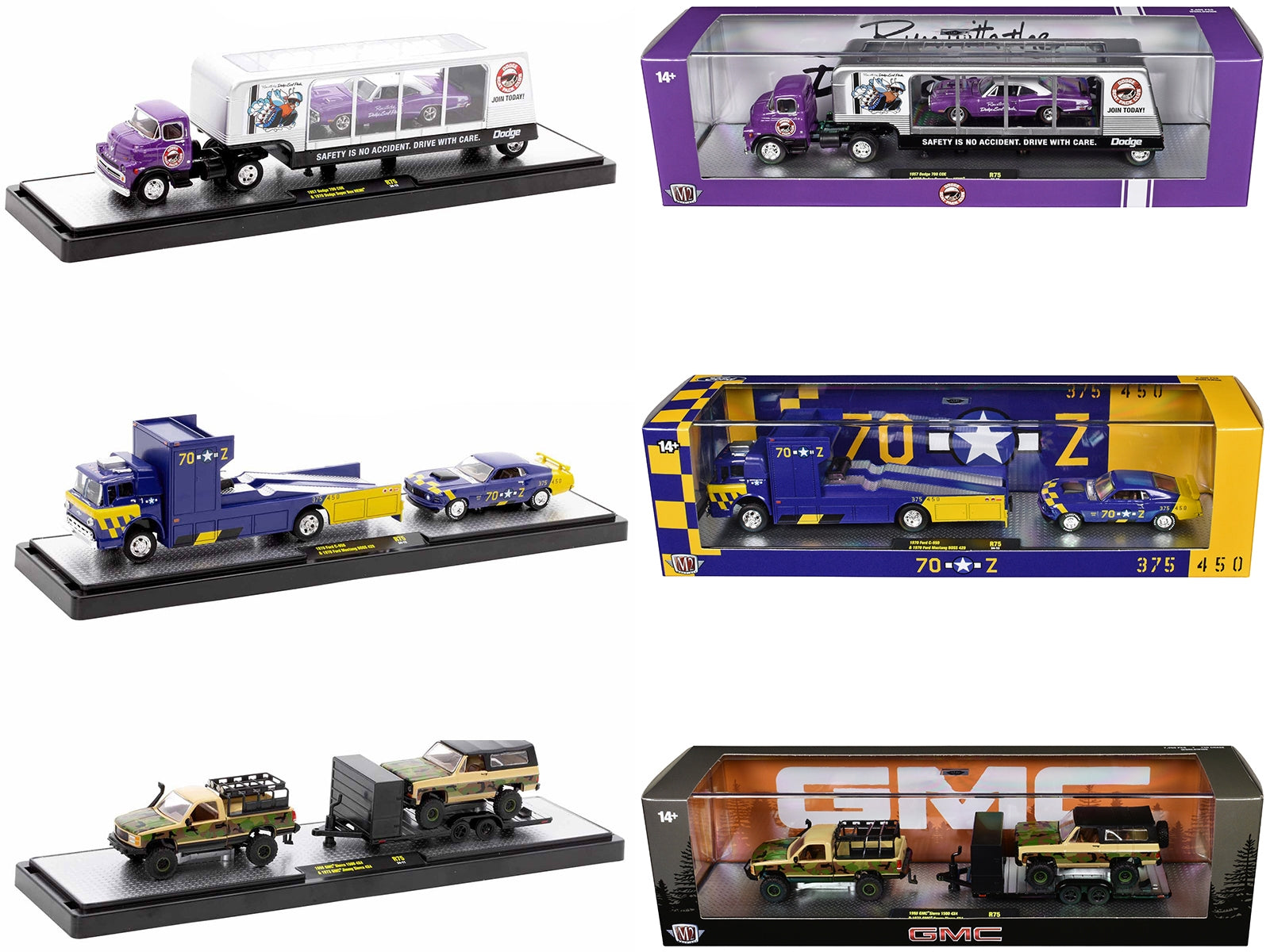 Auto Haulers Set of 3 Trucks Release 75 Limited Edition to 8000 pieces Worldwide 1/64 Diecast Models by M2 Machines - Premium 1/64 Scale Sets from M2 - Just $103.99! Shop now at Rapidvehicles