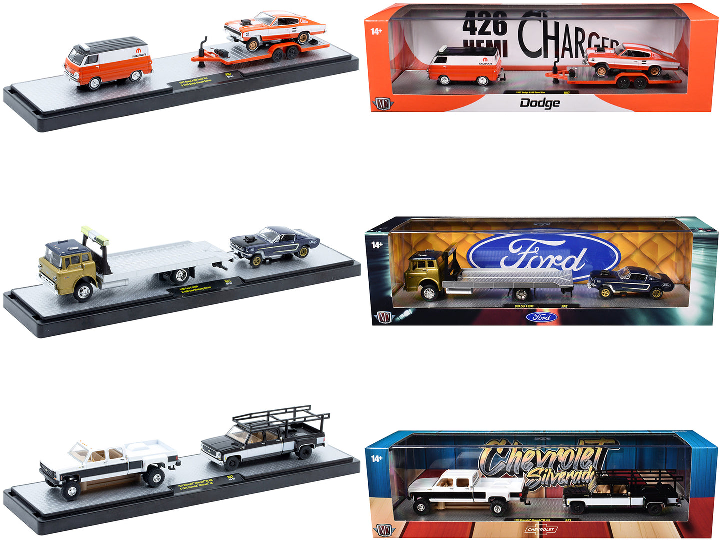 Auto Haulers Set of 3 Trucks Release 87 Limited Edition to 9600 pieces Worldwide 1/64 Diecast Models by M2 Machines