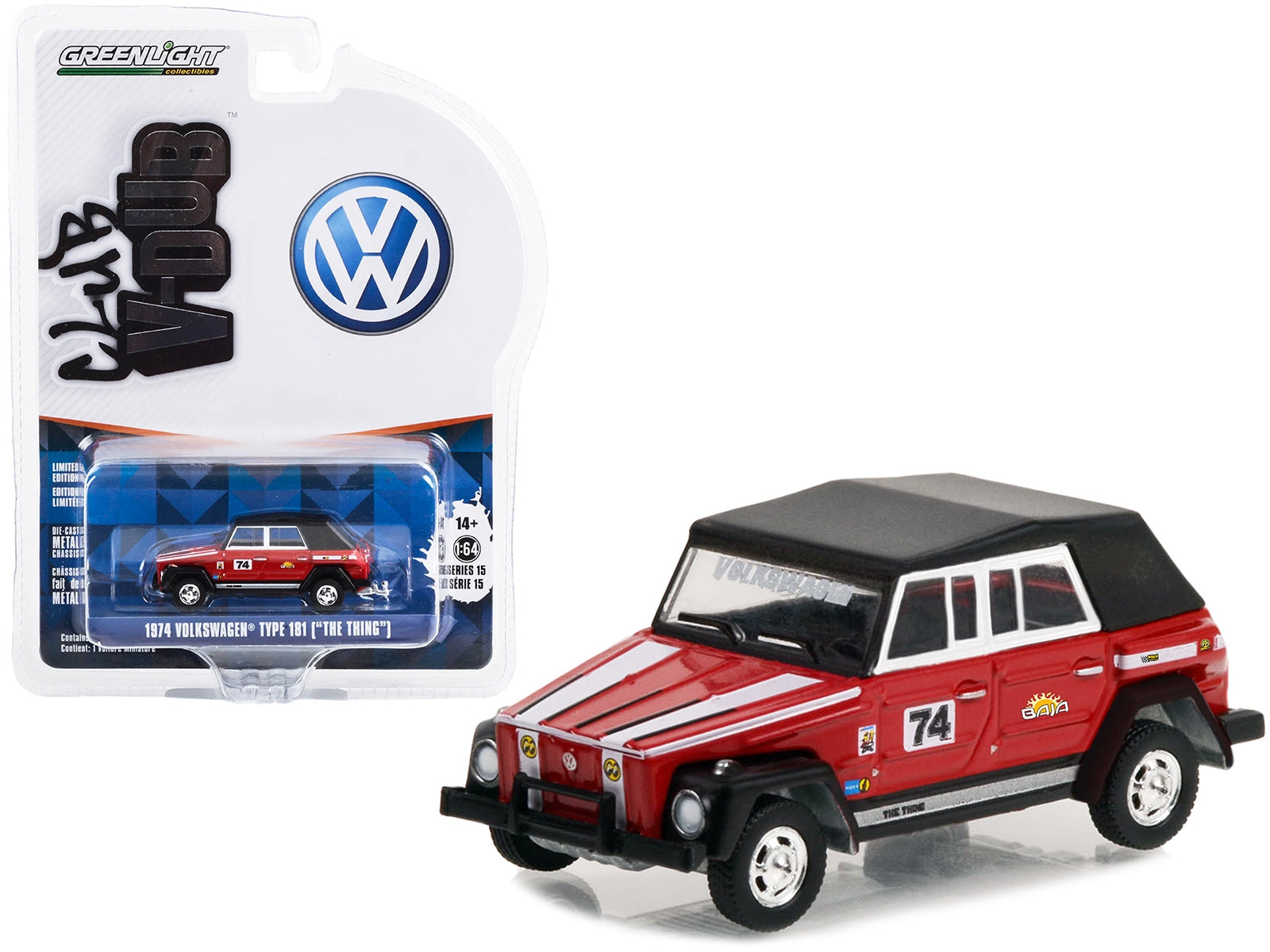 1974 Volkswagen Thing (Type 181) #74 Red "BAJA Thing" "Club Vee V-Dub" Series 15 1/64 Diecast Model Car by Greenlight - Premium Volkswagen Models from Greenlight - Just $23.45! Shop now at Rapidvehicles