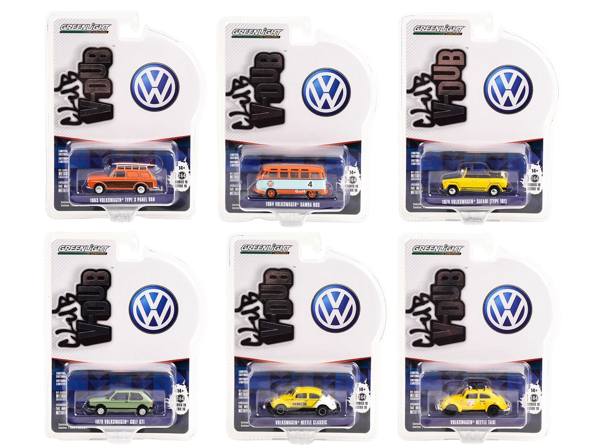 "Club Vee V-Dub" Set of 6 pieces Series 16 1/64 Diecast Model Cars by Greenlight - Premium Volkswagen Models from Greenlight - Just $74.35! Shop now at Rapidvehicles