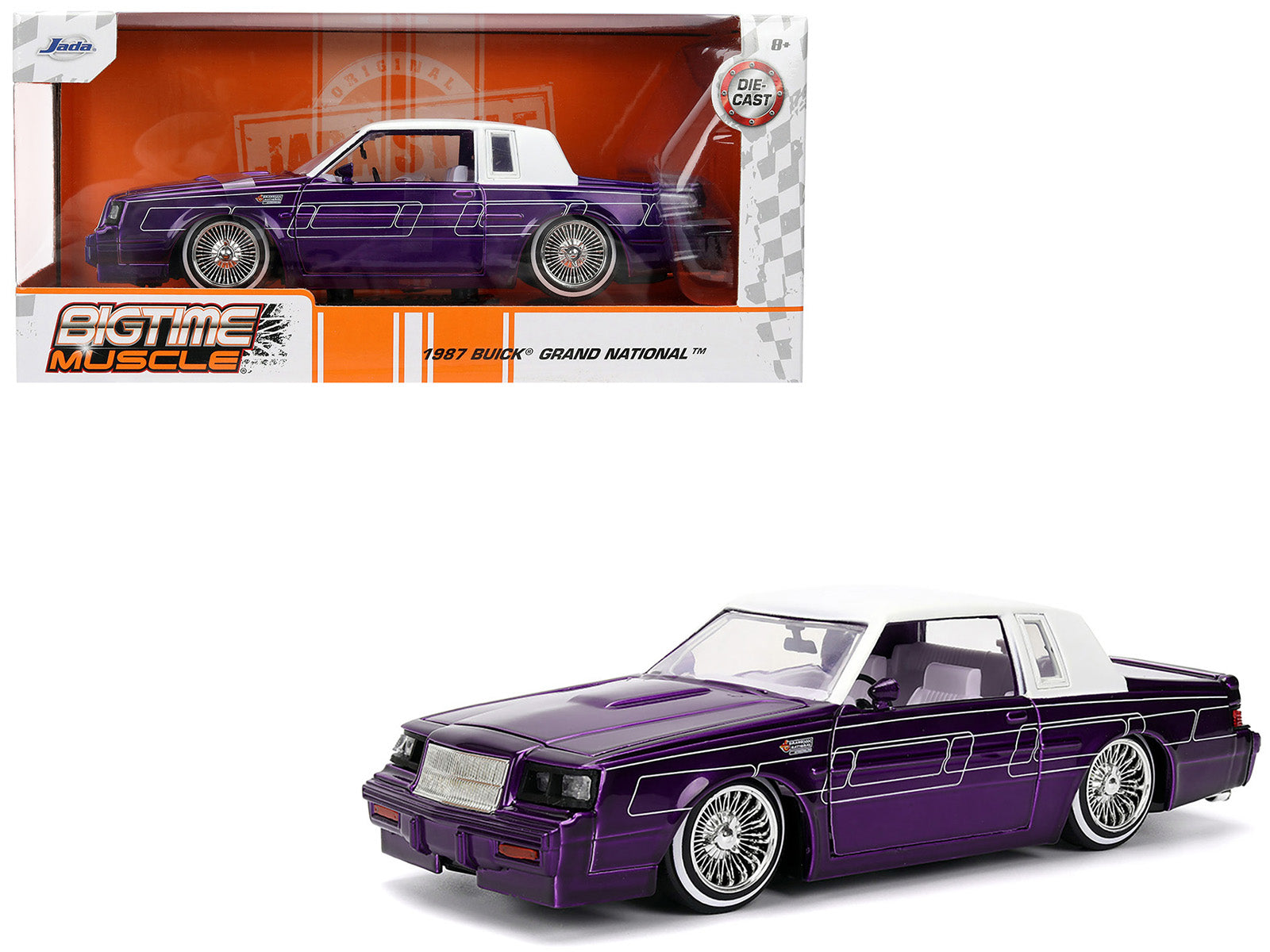 1987 Buick Grand National Candy Purple with Graphics and White Top and Interior "Bigtime Muscle" Series 1/24 Diecast Model Car by Jada free shipping USA