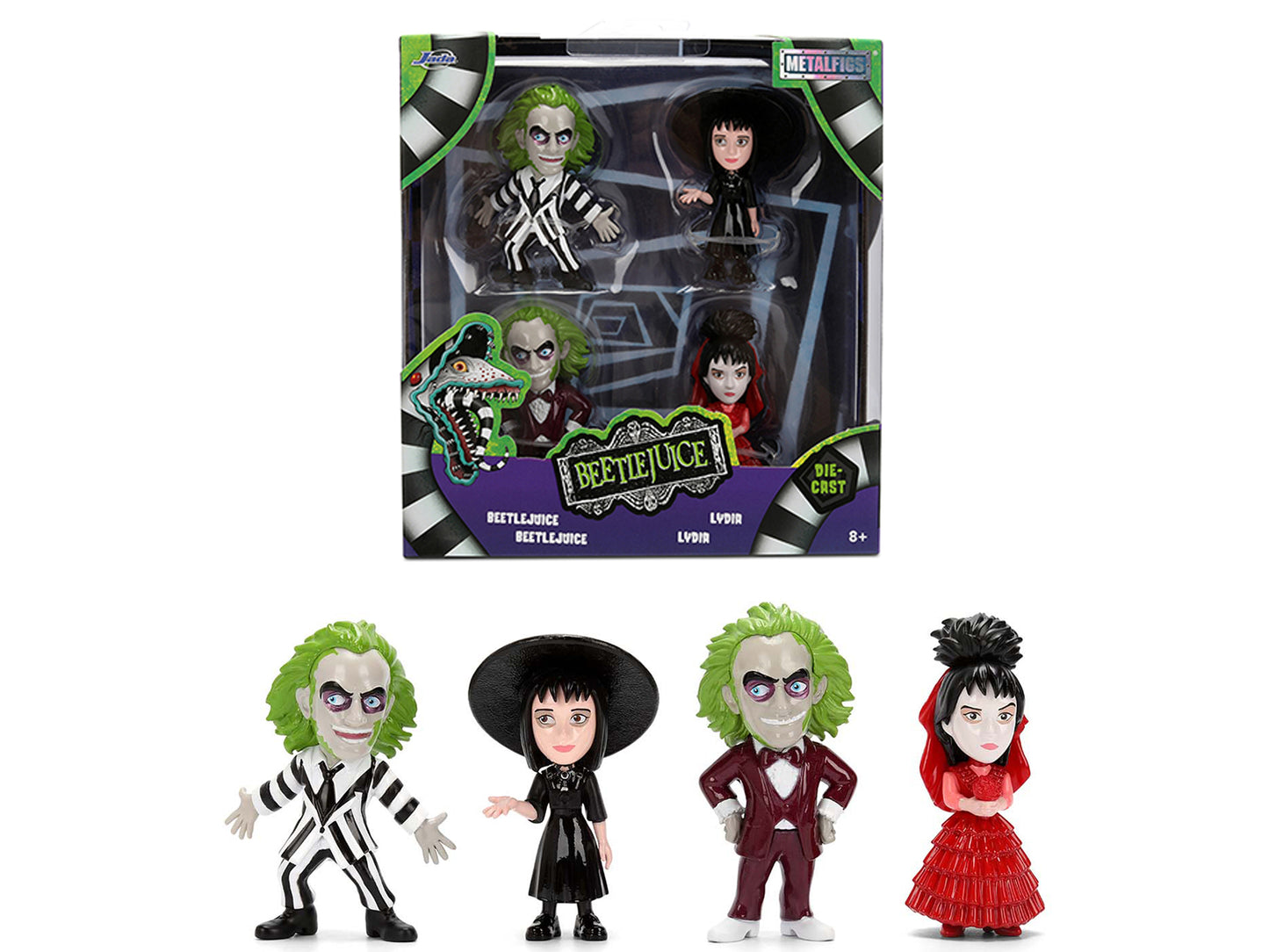 Set of 4 Diecast Figures "Beetlejuice" (1988) Movie "Metalfigs" Series by Jada - Use code SHOPAPP15 to get 15 percent off