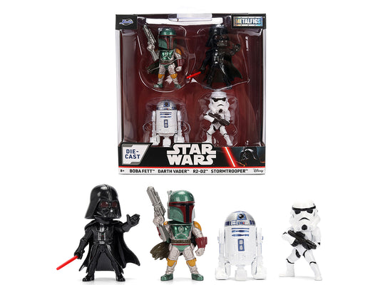 Set of 4 Diecast Figures "Star Wars" Movie Franchise "Metalfigs" Series Diecast Models by Jada - Use code SHOPAPP15 to get 15 percent off