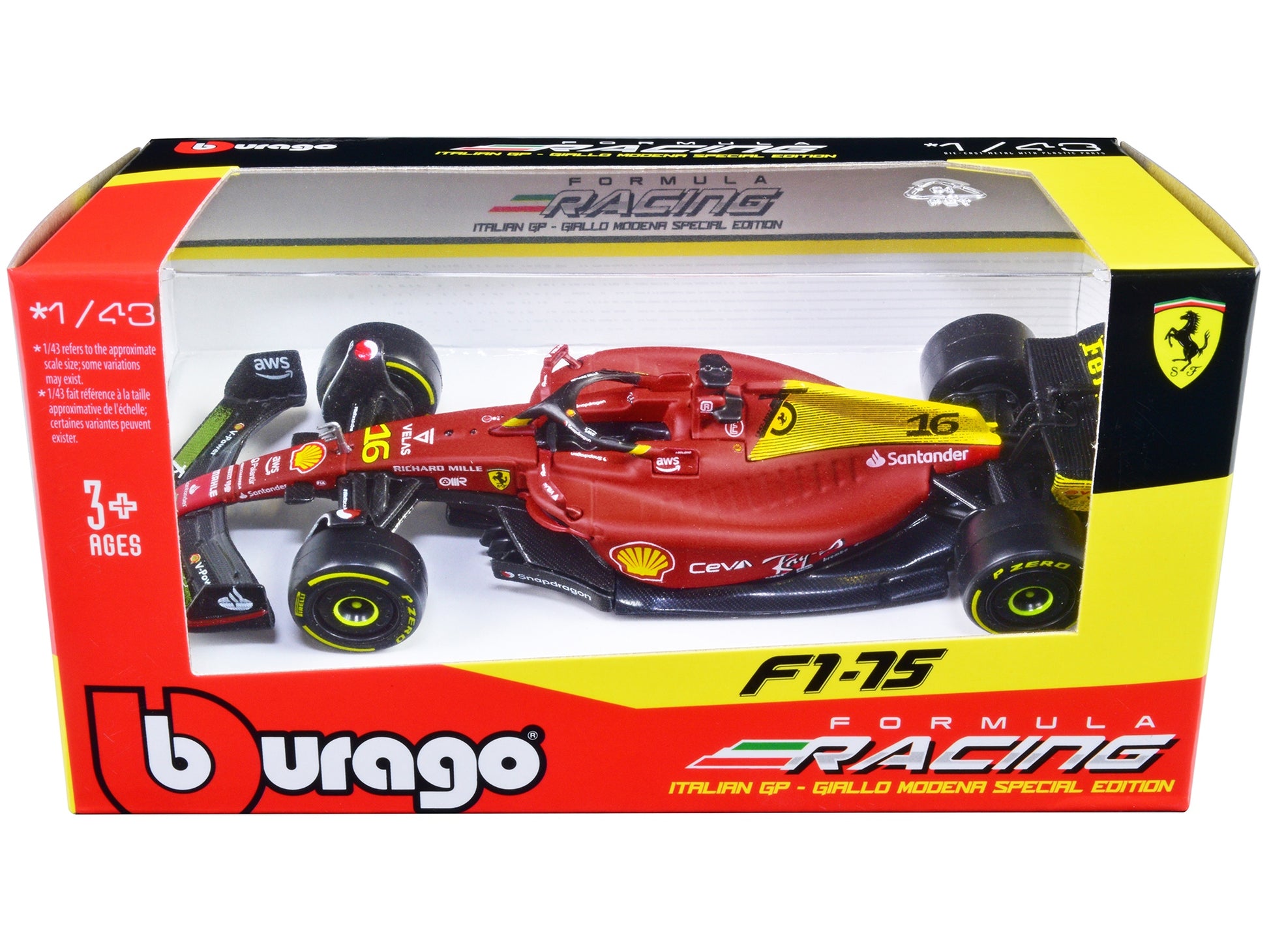 Ferrari F1-75 #16 Charles Leclerc "Giallo Modena" 2nd Place - Premium Formula 1 Models from Bburago - Just $32.39! Shop now at Rapidvehicles