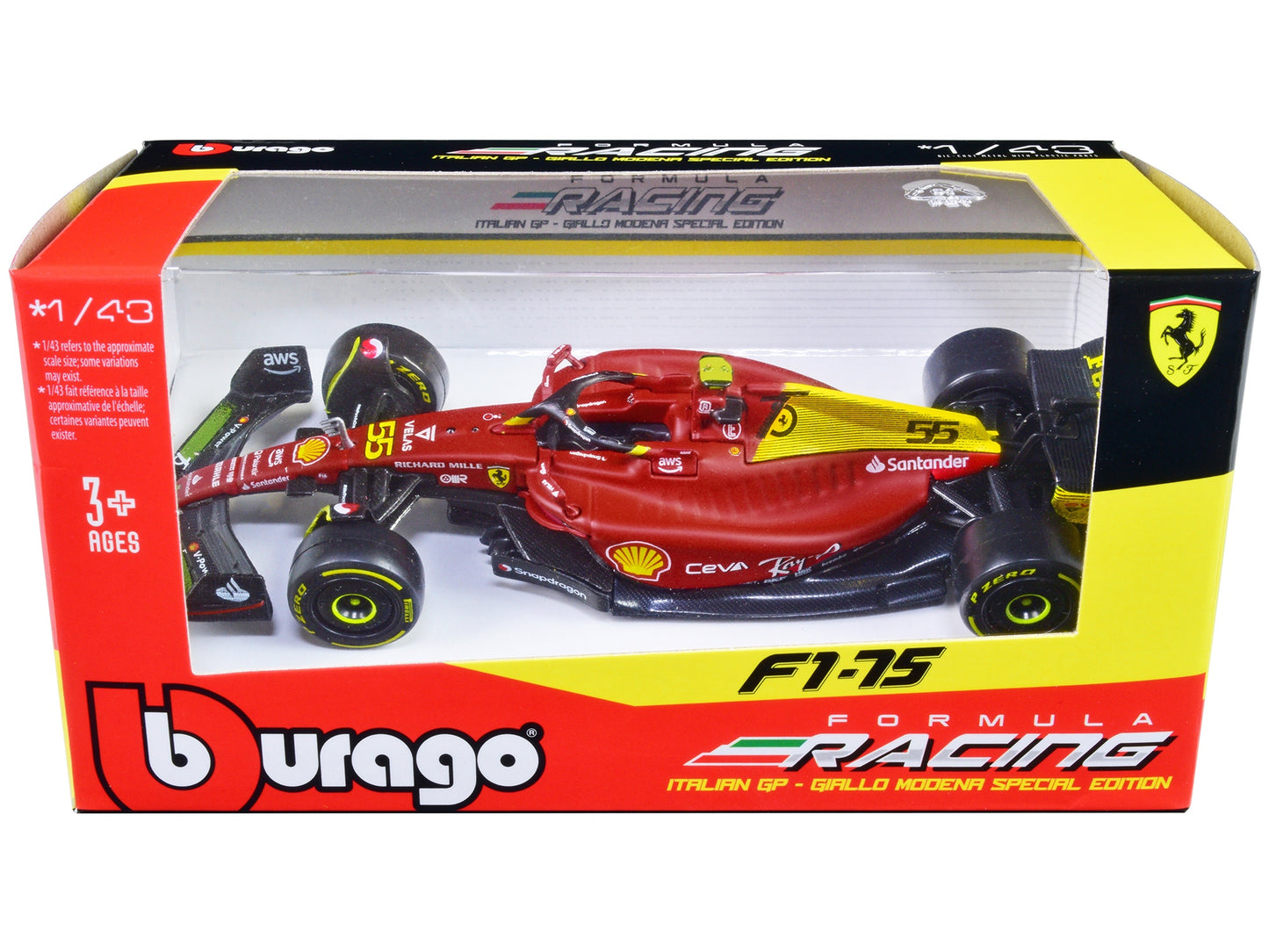 Ferrari F1-75 #55 Carlos Sainz "Giallo Modena" Formula One F1 - Premium Formula 1 Models from Bburago - Just $32.39! Shop now at Rapidvehicles