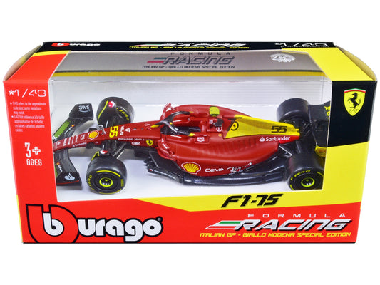 Ferrari F1-75 #55 Carlos Sainz "Giallo Modena" Formula One F1 - Premium Formula 1 Models from Bburago - Just $29.99! Shop now at Rapidvehicles